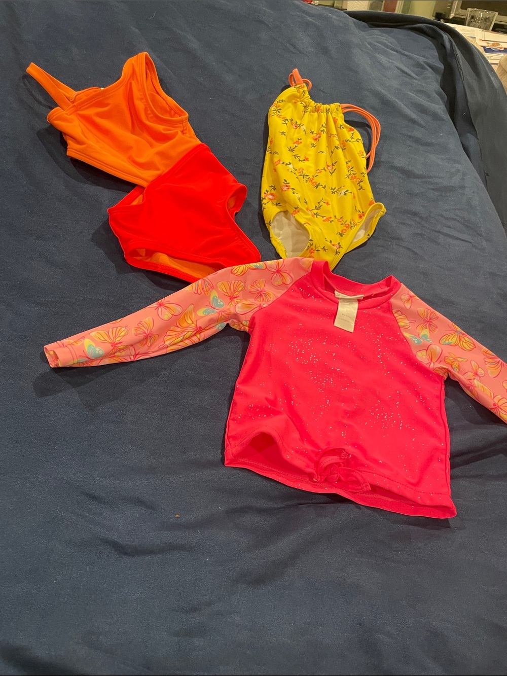 Carter's Hot Pink Long-Sleeve Rash Guard with Floral Sleeves